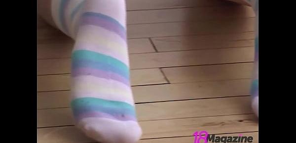  Pervy Cameraman Films Cute Andi Pink Cleaning The Floor In Doggy Pose!